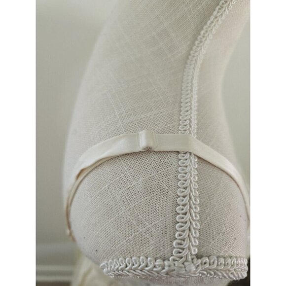 Saks Fifth Avenue Silk Lace Satin Chemise Nighty Blue Cream Vintage Slip Dress M - Picture 6 of 8